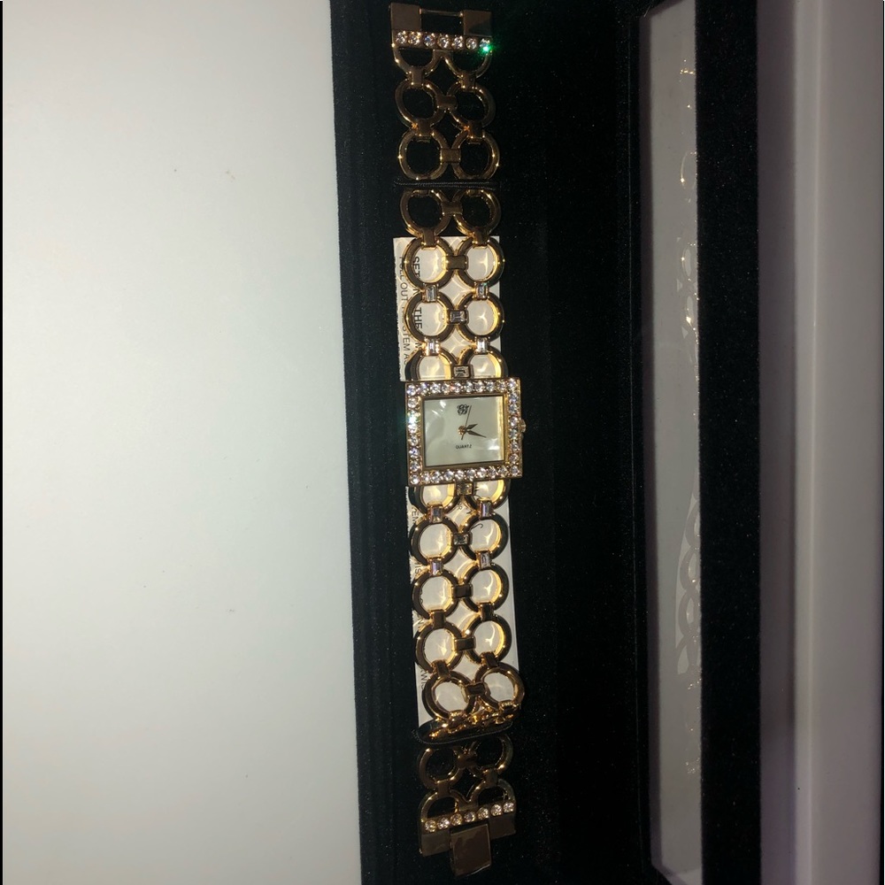 Gold white diamond watch